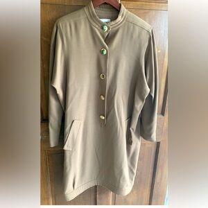 Richilene France Custom Wood M/L Tan Button Front Long Sleeve Sleeve lined Dress